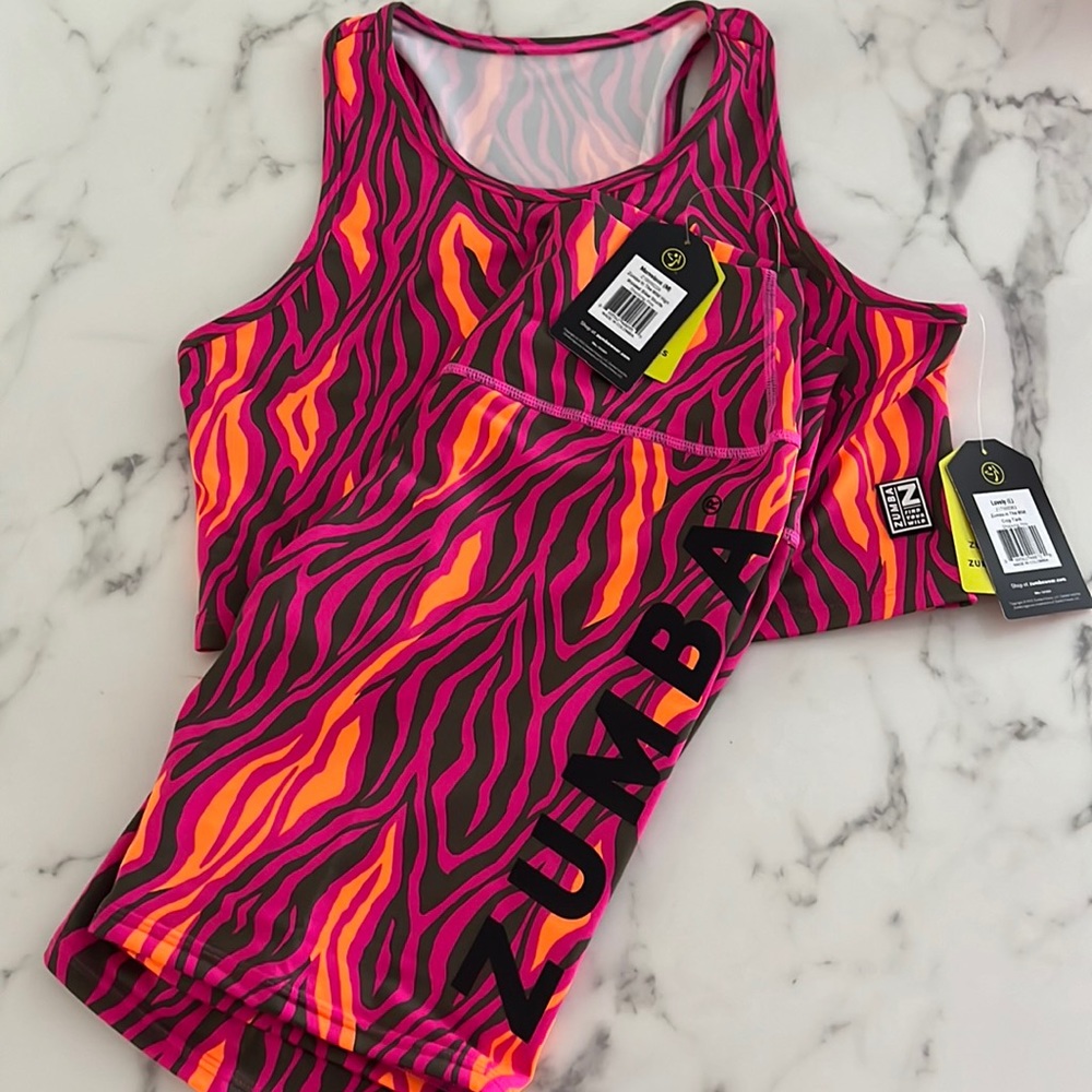 Never worn zumba wear set biker and crop tank